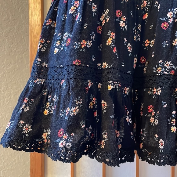 American Eagle Tiered Lace Black Floral Mini Dress S - Picture 6 of 9